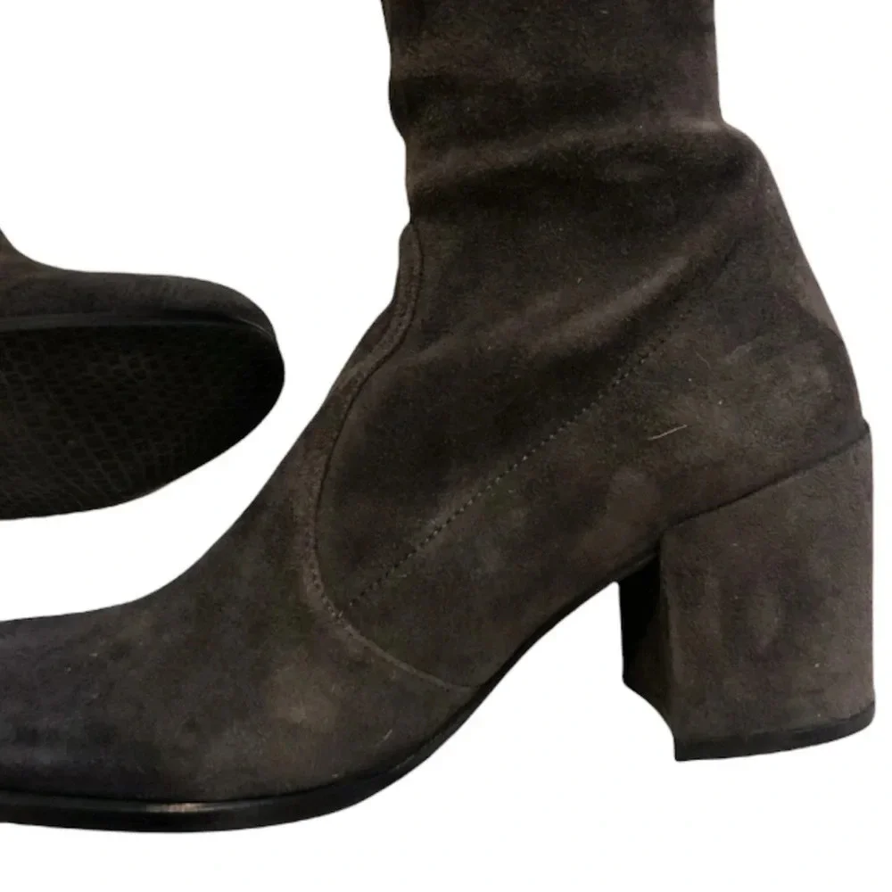 Stuart Weitzman Tieland Gray Suede Knee High Tall Designer Boots Women's 4.5